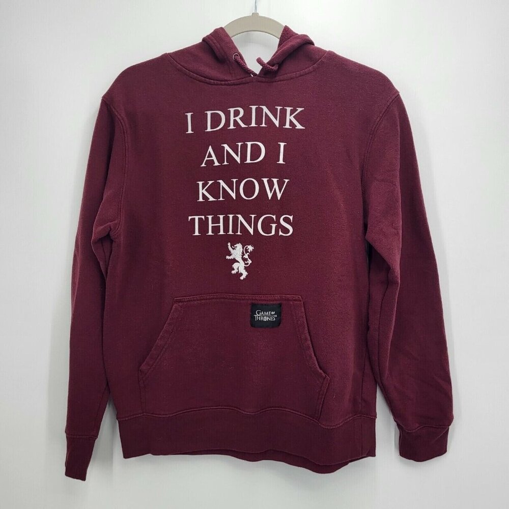 GAME OF THRONES‎ S Maroon Hoodie Pullover Sweatshirt I Drink and I Know Things